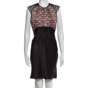 Vena Cava Silk Shift Dress Black Printed Sleeveless Sz M #415
